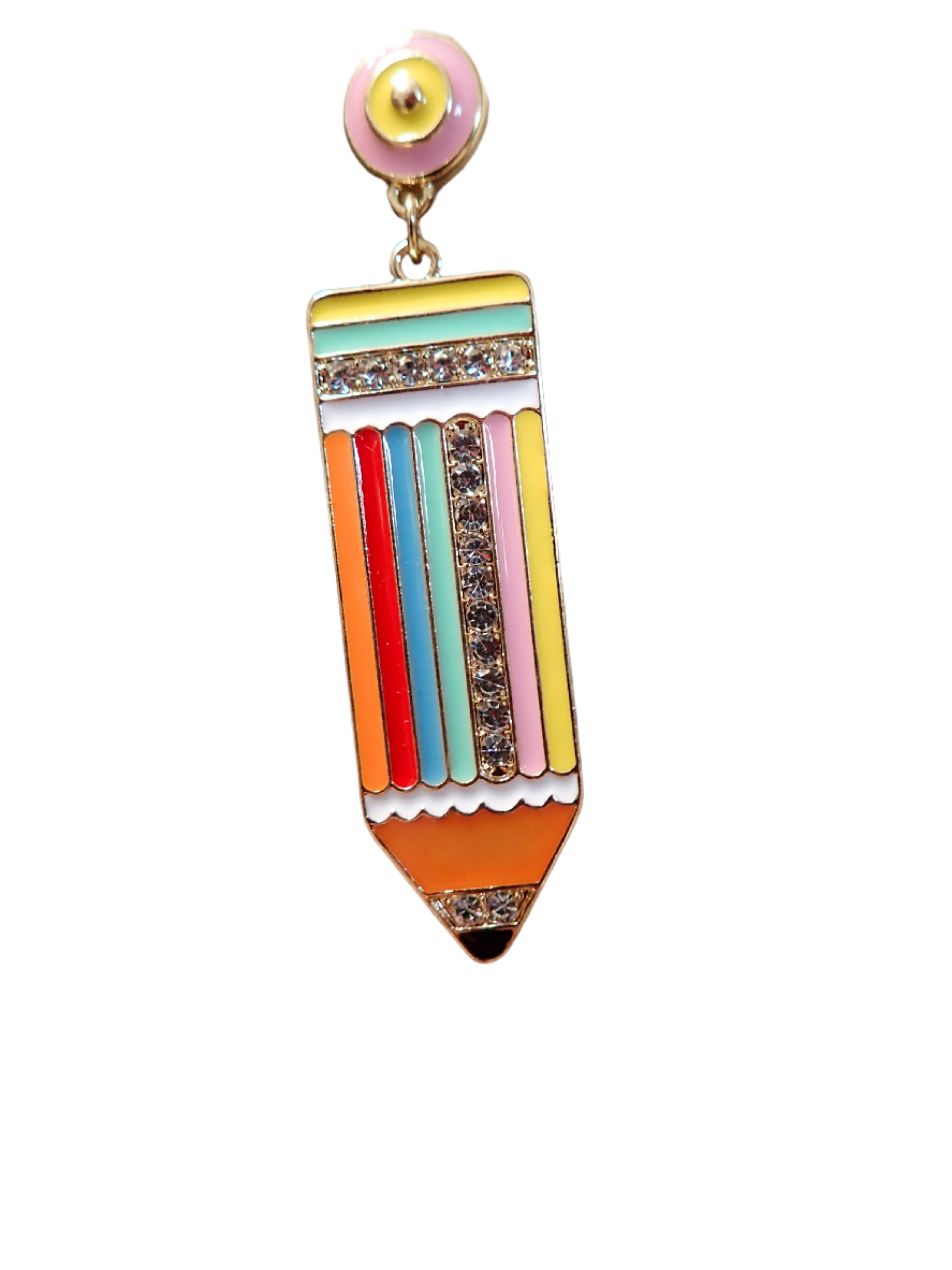 All That Glitterz Rainbow Pencil Dangle Earrings with Rhinestone Detail-Earrings-All That Glitterz-Deja Nu Boutique, Women's Fashion Boutique in Lampasas, Texas