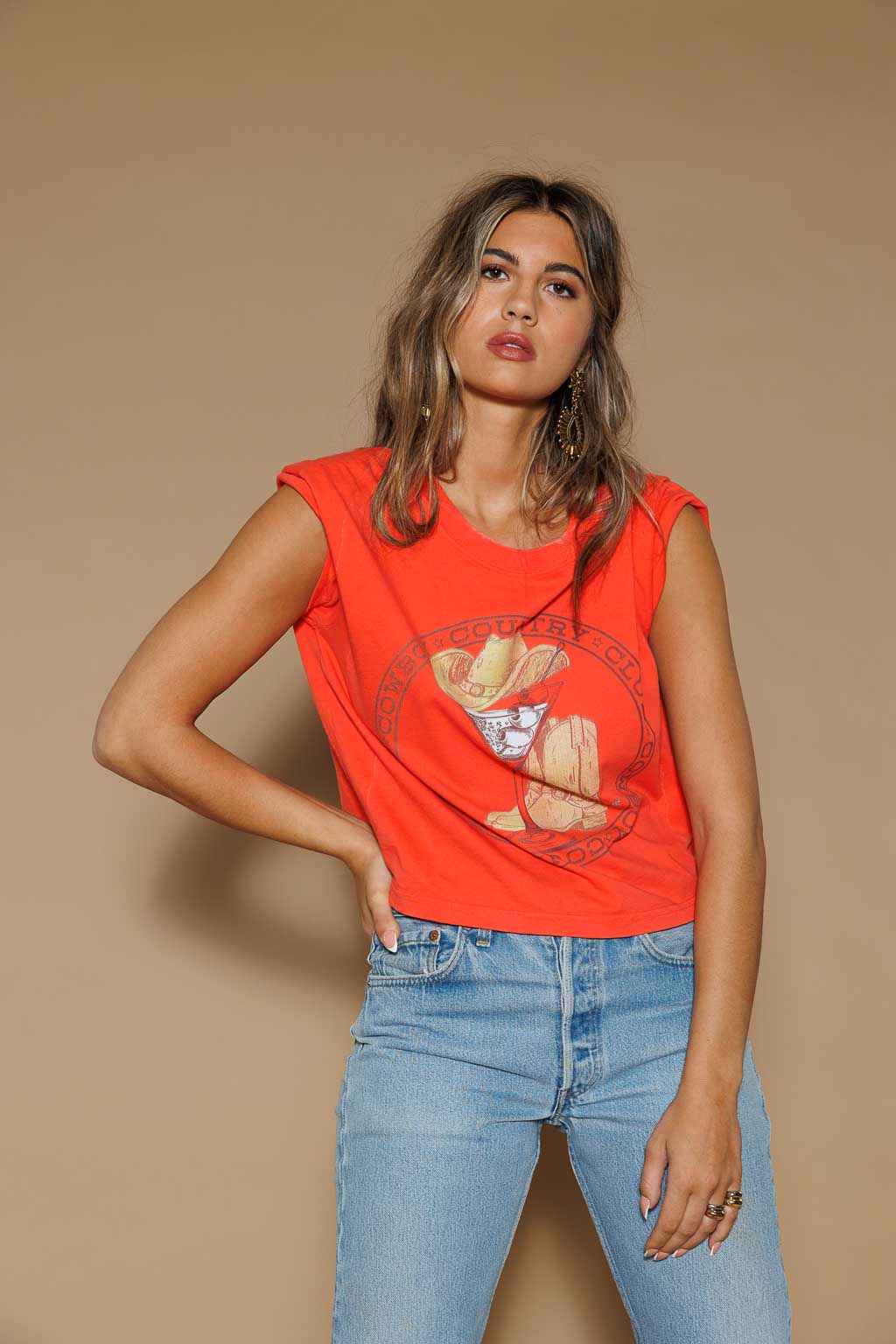 All Us Cowboy Cocktail Club Rhinestone Cropped Tee in Crimson-T-Shirts-All Us-Deja Nu Boutique, Women's Fashion Boutique in Lampasas, Texas