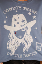 All Us Cowboy Tears Boy Tee In Dusty Blue Graphic Western T-Shirt-Tops-All Us-Deja Nu Boutique, Women's Fashion Boutique in Lampasas, Texas