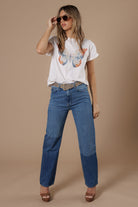 All Us Mosaic Butterfly Boy Tee A Cream Rhinestone Graphic T-Shirt-Tops-All Us-Deja Nu Boutique, Women's Fashion Boutique in Lampasas, Texas