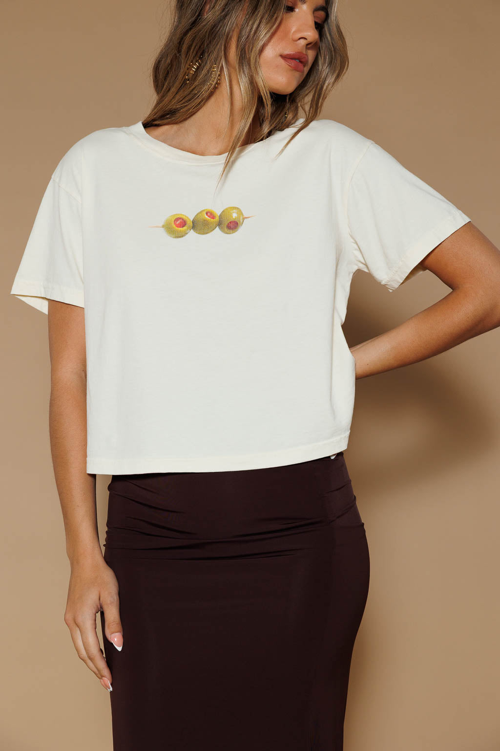 All Us OLIVE CROPPED TEE in Butter-T-Shirts-All Us-Deja Nu Boutique, Women's Fashion Boutique in Lampasas, Texas