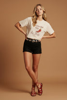 All Us “Be Hot” Rhinestone Natural Graphic Tee-Graphic Tees-All Us-Deja Nu Boutique, Women's Fashion Boutique in Lampasas, Texas