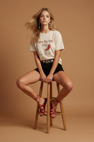All Us “Be Hot” Rhinestone Natural Graphic Tee-Graphic Tees-All Us-Deja Nu Boutique, Women's Fashion Boutique in Lampasas, Texas