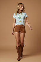 All Us “Martini Lounge” Rhinestone Aqua Slub Baby Tee-Graphic Tees-All Us-Deja Nu Boutique, Women's Fashion Boutique in Lampasas, Texas