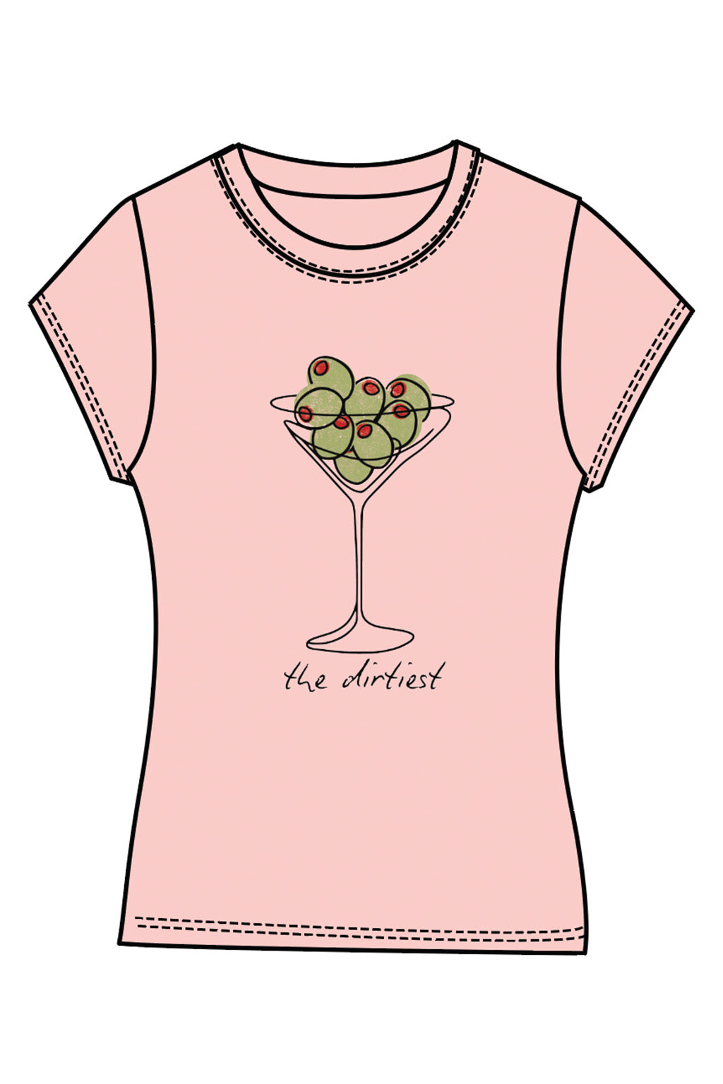 All Us “The Dirtiest” Dirty Martini Babe Tee in Pink-T-Shirts-All Us-Deja Nu Boutique, Women's Fashion Boutique in Lampasas, Texas