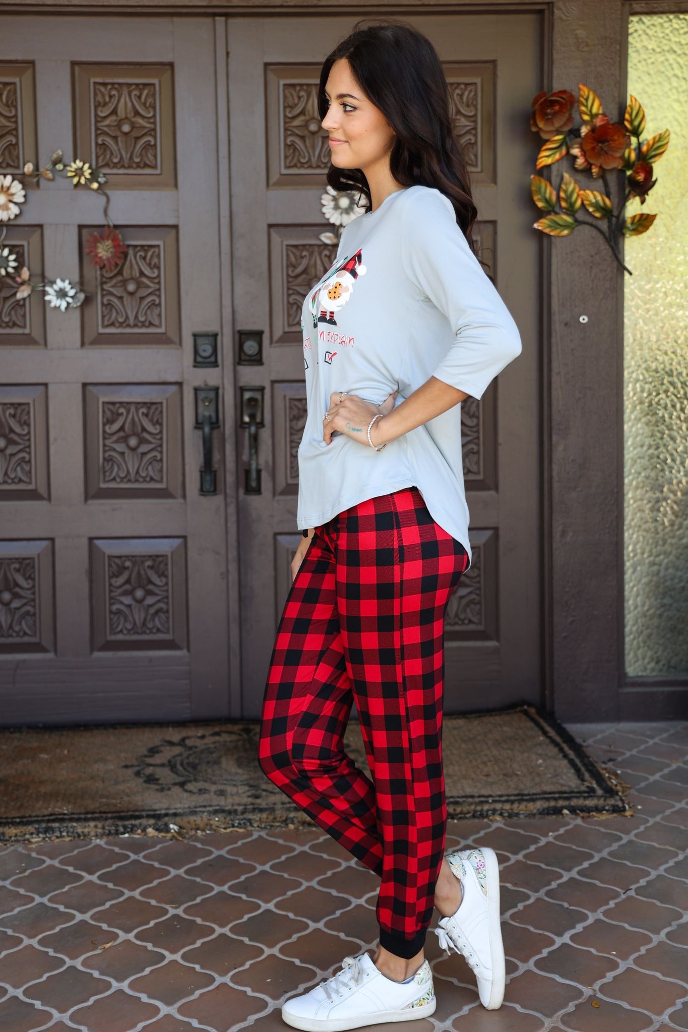 Amanda Blu & Co Christmas Gnome Naughty, Nice And I Can Explain Ladies Pajama Jogger Set-Sleepwear-Amanda Blu & Co-Deja Nu Boutique, Women's Fashion Boutique in Lampasas, Texas