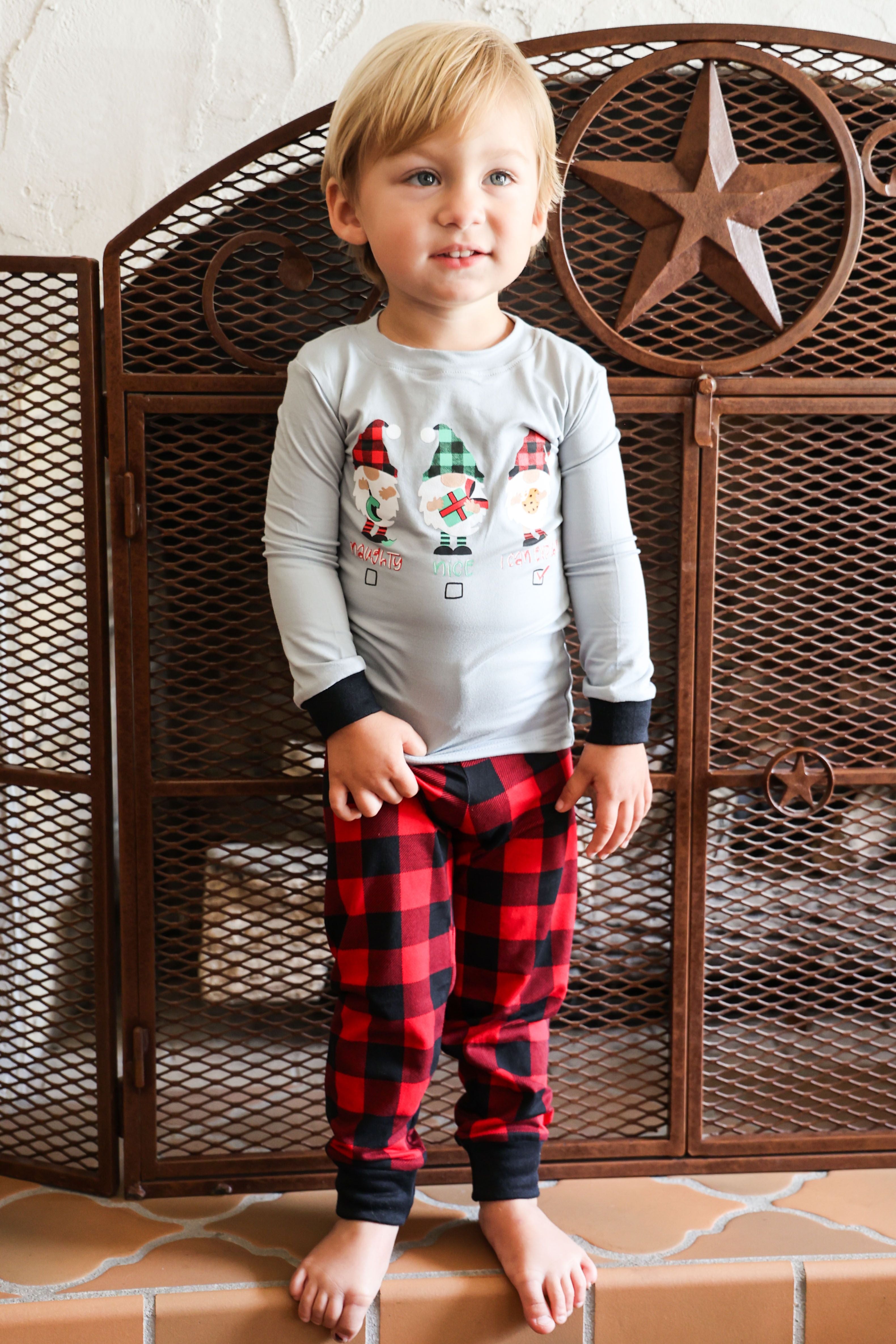 Amanda Blu & Co Christmas Gnome Naughty, Nice And I Can Explain Toddler Pajama Set-Sleepwear-Amanda Blu & Co-Deja Nu Boutique, Women's Fashion Boutique in Lampasas, Texas