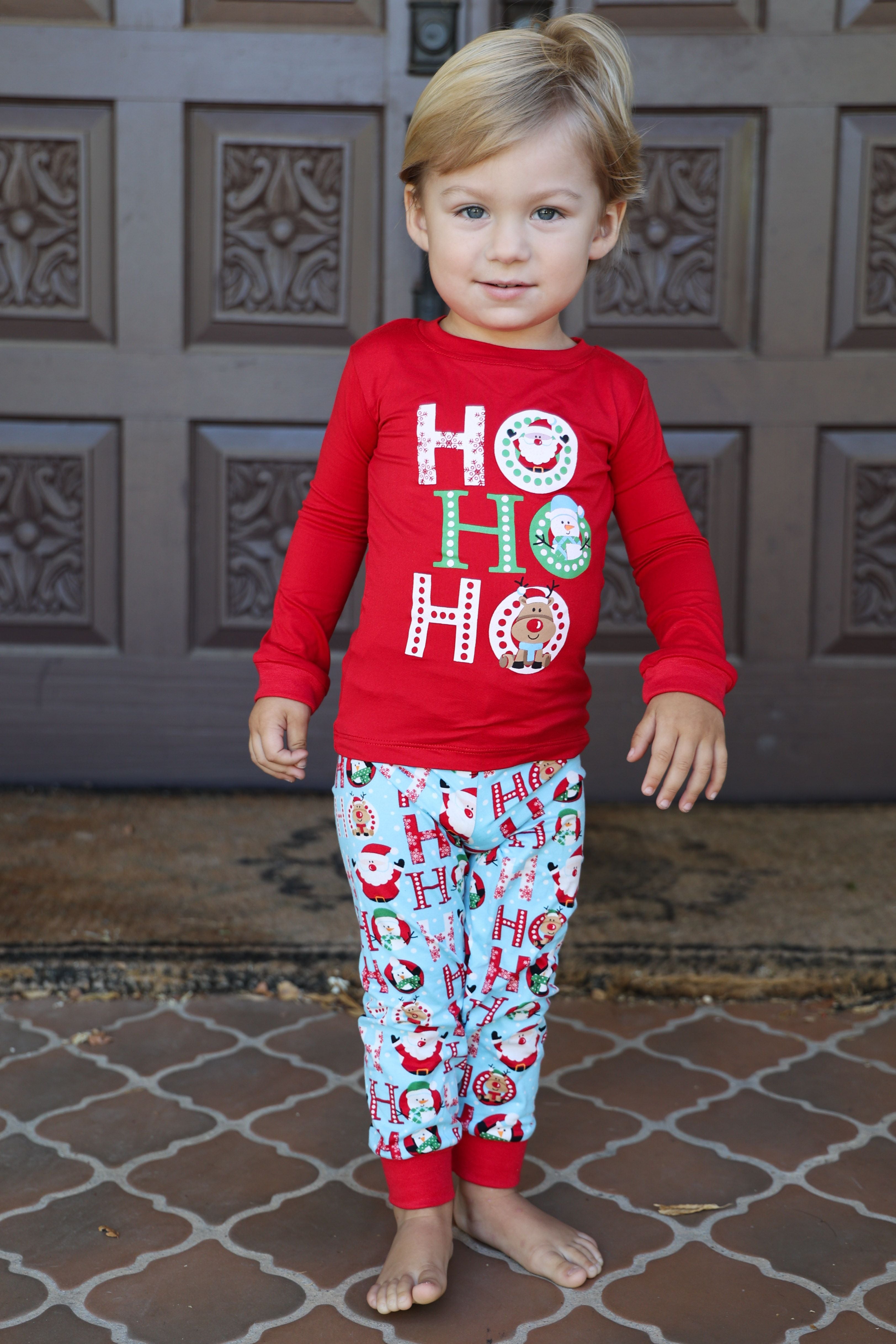 Amanda Blu & Co Christmas Ho Ho Ho Toddler Pajama Set-Sleepwear-Amanda Blu & Co-Deja Nu Boutique, Women's Fashion Boutique in Lampasas, Texas