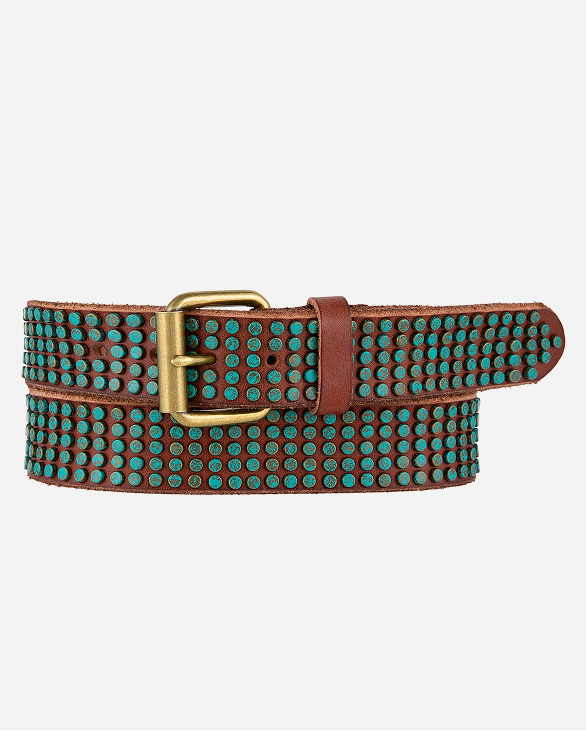 Amsterdam Heritage Eden Cognac Studded Bohemian Leather Belt-Belts-Amsterdam Heritage-Deja Nu Boutique, Women's Fashion Boutique in Lampasas, Texas