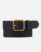 Amsterdam Heritage Kaya Black Vintage Gold Square Buckle Leather Belt-Belts-Amsterdam Heritage-Deja Nu Boutique, Women's Fashion Boutique in Lampasas, Texas