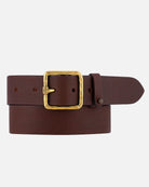 Amsterdam Heritage Kaya Brown Vintage Gold Square Buckle Leather Belt-Belts-Amsterdam Heritage-Deja Nu Boutique, Women's Fashion Boutique in Lampasas, Texas