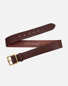 Amsterdam Heritage Kaya Brown Vintage Gold Square Buckle Leather Belt-Belts-Amsterdam Heritage-Deja Nu Boutique, Women's Fashion Boutique in Lampasas, Texas