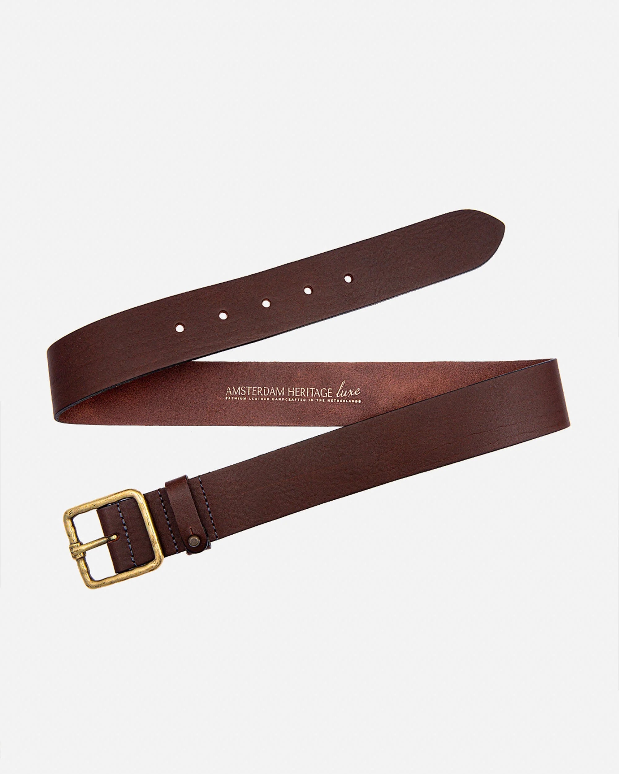 Amsterdam Heritage Kaya Brown Vintage Gold Square Buckle Leather Belt-Belts-Amsterdam Heritage-Deja Nu Boutique, Women's Fashion Boutique in Lampasas, Texas