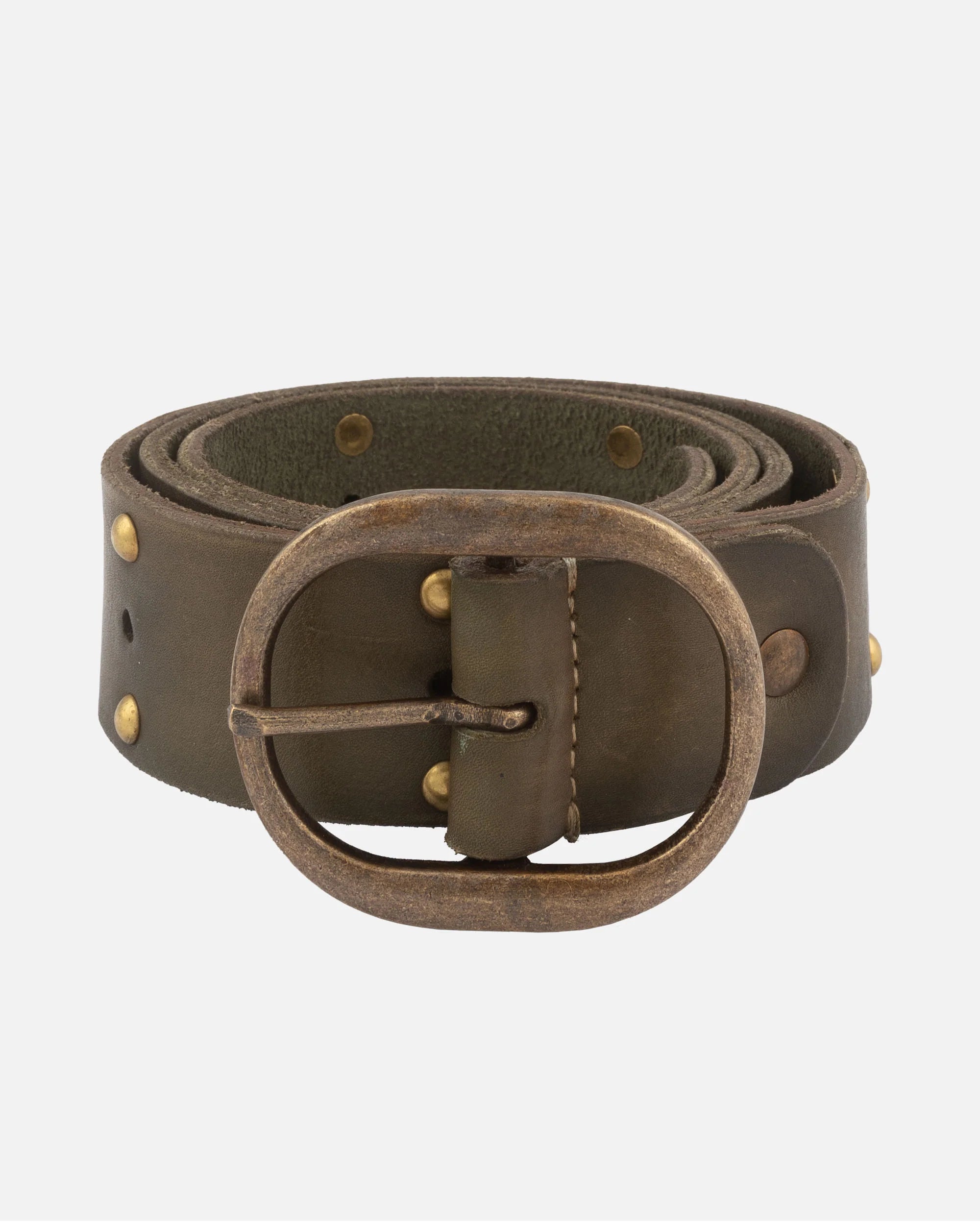 Amsterdam Heritage Olive Devi Antique Brass-Accented Leather Belt-Belts-Amsterdam Heritage-Deja Nu Boutique, Women's Fashion Boutique in Lampasas, Texas