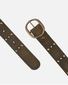 Amsterdam Heritage Olive Devi Antique Brass-Accented Leather Belt-Belts-Amsterdam Heritage-Deja Nu Boutique, Women's Fashion Boutique in Lampasas, Texas