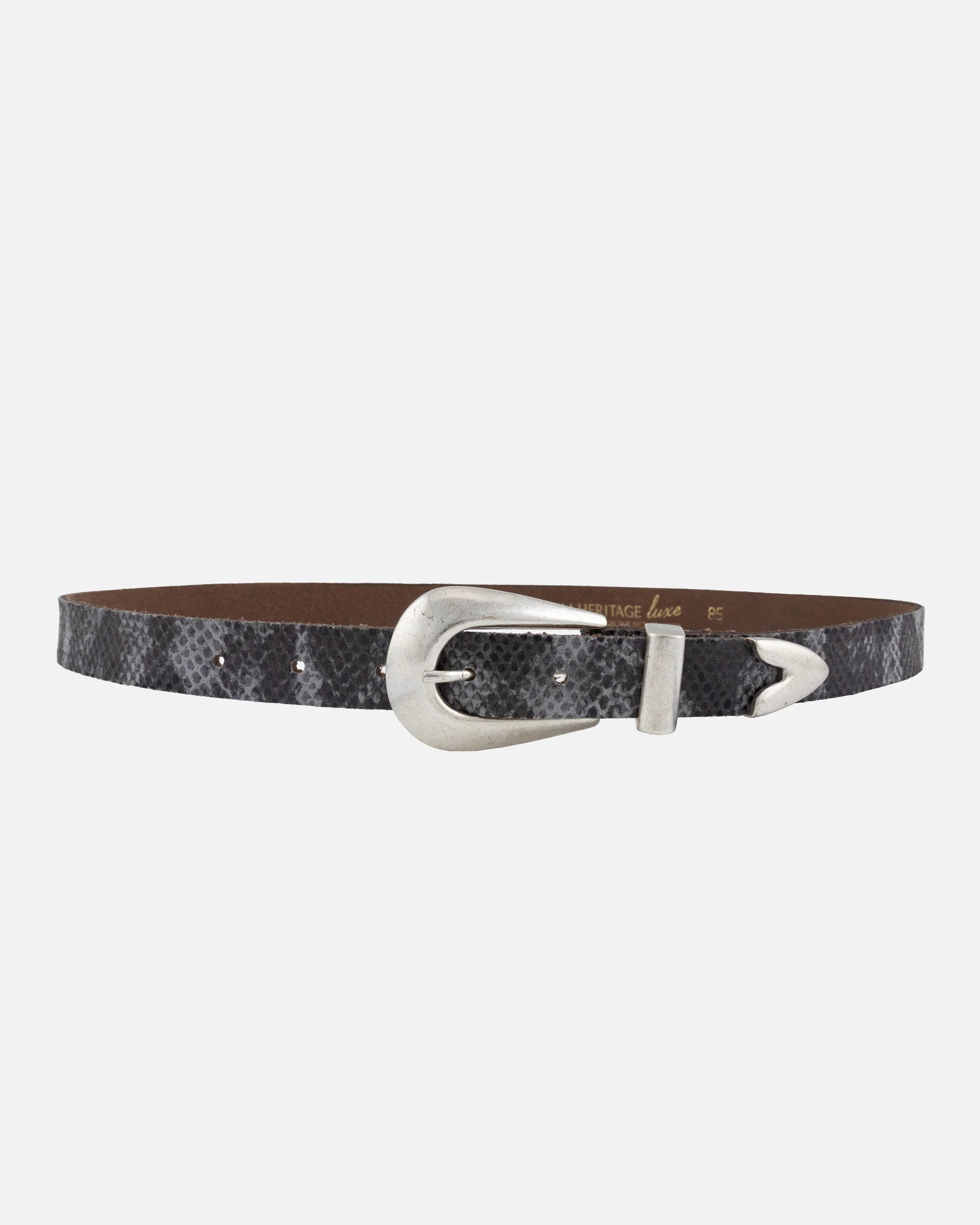 Amsterdam Heritage “Aiko” Dark Grey Western Snake Leather Belt-Belts-Amsterdam Heritage-Deja Nu Boutique, Women's Fashion Boutique in Lampasas, Texas