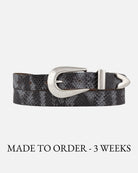 Amsterdam Heritage “Aiko” Dark Grey Western Snake Leather Belt-Belts-Amsterdam Heritage-Deja Nu Boutique, Women's Fashion Boutique in Lampasas, Texas