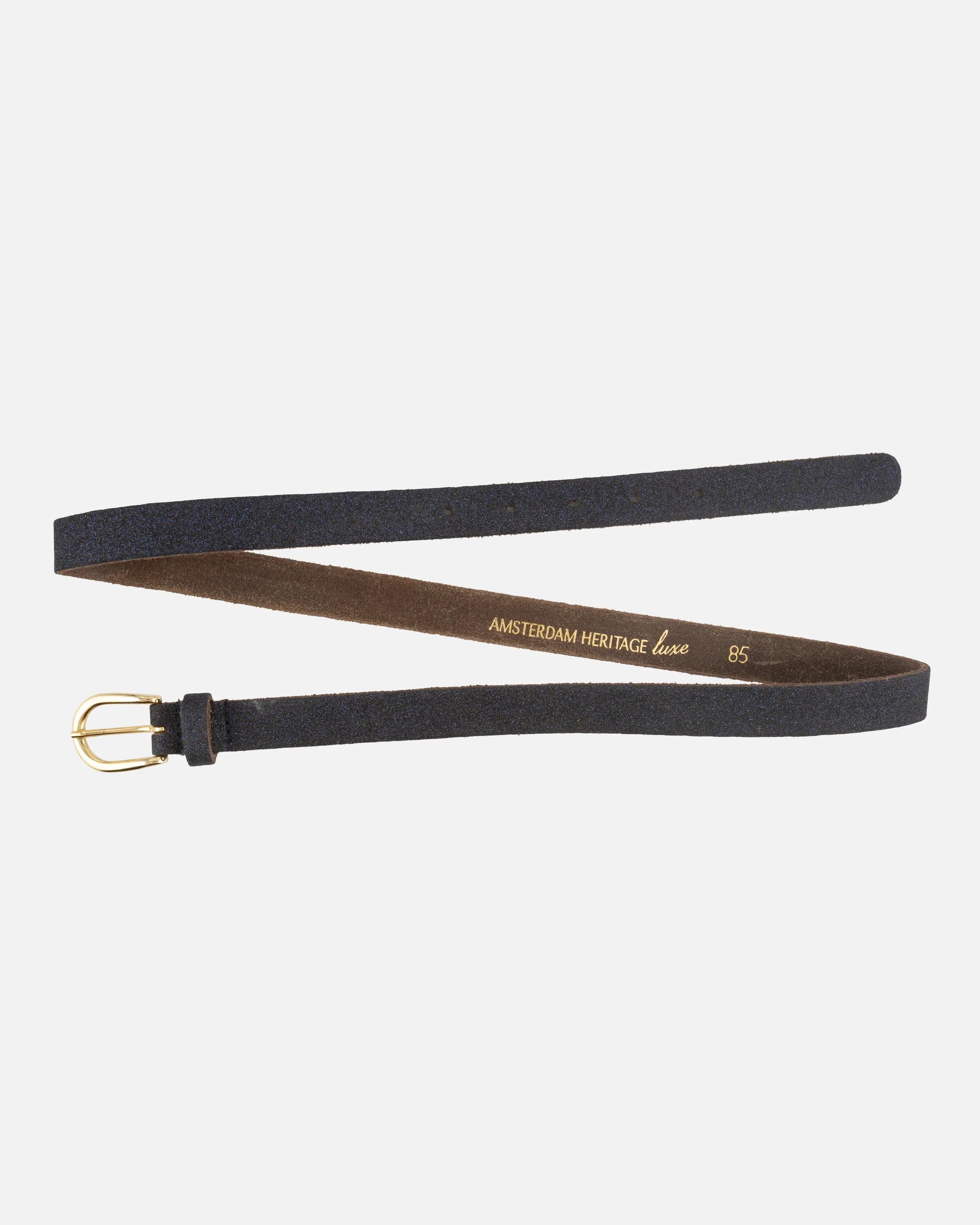 Amsterdam Heritage “Glitty” Blue Shimmer Leather Belt – Italian Nickel-Free Buckle (Handmade)-Belts-Amsterdam Heritage-Deja Nu Boutique, Women's Fashion Boutique in Lampasas, Texas