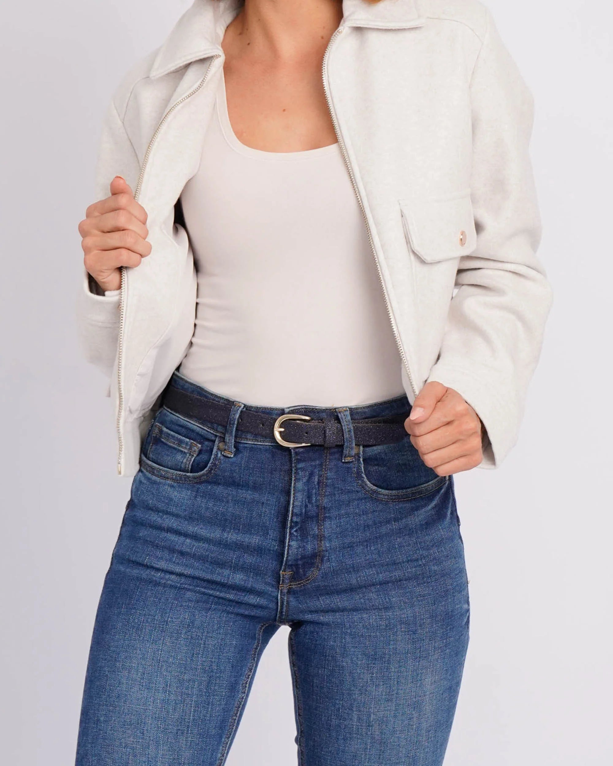 Amsterdam Heritage “Glitty” Blue Shimmer Leather Belt – Italian Nickel-Free Buckle (Handmade)-Belts-Amsterdam Heritage-Deja Nu Boutique, Women's Fashion Boutique in Lampasas, Texas