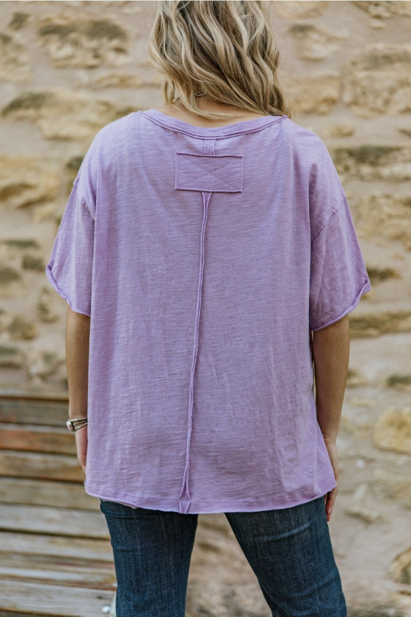 Andree by Morgan Nicole Lilac Cotton Short Sleeve Tee-Tops-Andree By Unit-Deja Nu Boutique, Women's Fashion Boutique in Lampasas, Texas