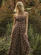 Apricot Brown Polka Dot Bardo Jumpsuit-Rompers & Jumpsuits-Apricot-Deja Nu Boutique, Women's Fashion Boutique in Lampasas, Texas