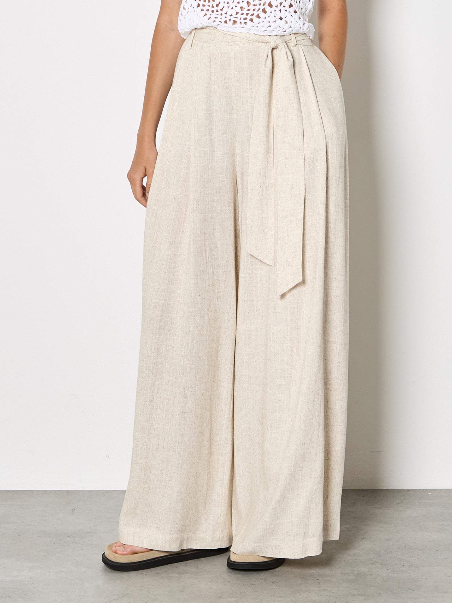 Apricot Stone Wide Leg Linen Trousers-Pants-Apricot-Deja Nu Boutique, Women's Fashion Boutique in Lampasas, Texas
