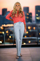 Apricot Swifty Straight Rhinestone Jeans in Silver Sparkle Denim-Jeans-Apricot-Deja Nu Boutique, Women's Fashion Boutique in Lampasas, Texas