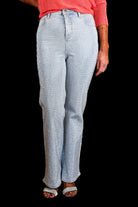 Apricot Swifty Straight Rhinestone Jeans in Silver Sparkle Denim-Jeans-Apricot-Deja Nu Boutique, Women's Fashion Boutique in Lampasas, Texas