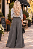 Apricot Grey Invert Pleat Wide Leg Tailored Trouser-bottoms-Apricot-Deja Nu Boutique, Women's Fashion Boutique in Lampasas, Texas