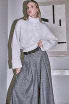 Apricot Grey Invert Pleat Wide Leg Tailored Trouser-bottoms-Apricot-Deja Nu Boutique, Women's Fashion Boutique in Lampasas, Texas