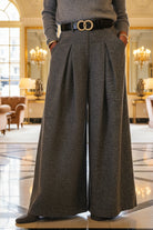 Apricot Grey Invert Pleat Wide Leg Tailored Trouser-bottoms-Apricot-Deja Nu Boutique, Women's Fashion Boutique in Lampasas, Texas