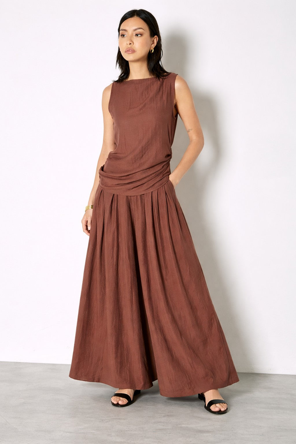Apricot Side Knot Detail High Neck Top in Brown-tank-Apricot-Deja Nu Boutique, Women's Fashion Boutique in Lampasas, Texas