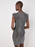 Apricot Silver Sparkle Ruched Mini Holiday Party Dress-Dresses-Apricot-Deja Nu Boutique, Women's Fashion Boutique in Lampasas, Texas