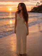 Apricot Sparkle Knitted Dress in Gold-Maxi Dresses-Apricot-Deja Nu Boutique, Women's Fashion Boutique in Lampasas, Texas