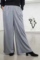 Apricot Wide Leg Houndstooth Tailored Trousers Black & White-Bottoms-Apricot-Deja Nu Boutique, Women's Fashion Boutique in Lampasas, Texas