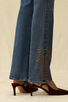 Bayeas High Rise Bootcut Jeans with Star Pocket & Scroll Hem Embroidery-Jeans-Bayeas-Deja Nu Boutique, Women's Fashion Boutique in Lampasas, Texas