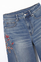 Bayeas High Rise Floral Embroidered Wide Leg Jeans in Medium Blue-Jeans-Bayeas-Deja Nu Boutique, Women's Fashion Boutique in Lampasas, Texas