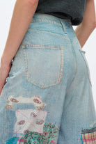 Bayeas High Rise Patchwork Barrel Leg Jeans In Light Blue-Jeans-Bayeas-Deja Nu Boutique, Women's Fashion Boutique in Lampasas, Texas