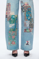 Bayeas High Rise Patchwork Barrel Leg Jeans In Light Blue-Jeans-Bayeas-Deja Nu Boutique, Women's Fashion Boutique in Lampasas, Texas