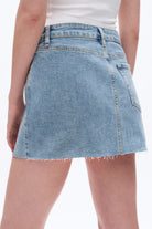 Bayeas Mid Rise Rhinestone Denim Mini Skirt In Blueberry-Skirts-Bayeas-Deja Nu Boutique, Women's Fashion Boutique in Lampasas, Texas