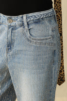 Bayeas Mid Rise Wide Leg Rhinestone Jeans-Jeans-Bayeas-Deja Nu Boutique, Women's Fashion Boutique in Lampasas, Texas