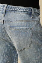 Bayeas Mid Rise Wide Leg Rhinestone Jeans-Jeans-Bayeas-Deja Nu Boutique, Women's Fashion Boutique in Lampasas, Texas