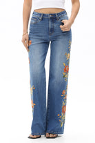 Bayeas New York Sunset Glow Embroidered Wide Leg Jeans-Jeans-Bayeas-Deja Nu Boutique, Women's Fashion Boutique in Lampasas, Texas