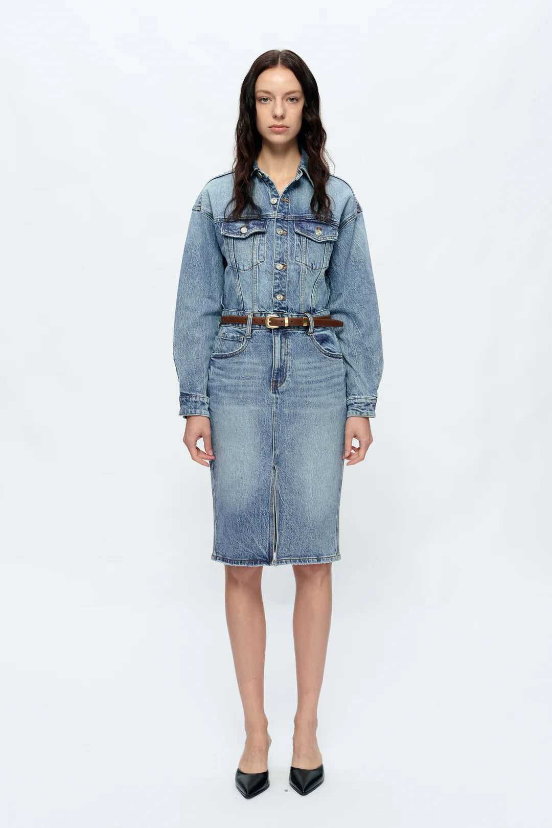 Bayeas Doris Long Sleeve Denim Dress in Island – Classic Meets Cool-Dresses-Bayeas-Deja Nu Boutique, Women's Fashion Boutique in Lampasas, Texas