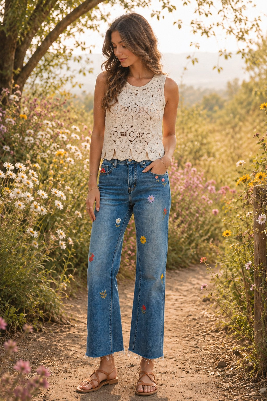 Bayeas Flora Flower Child Mid Rise Embroidered Flare Jeans-Jeans-Bayeas-Deja Nu Boutique, Women's Fashion Boutique in Lampasas, Texas