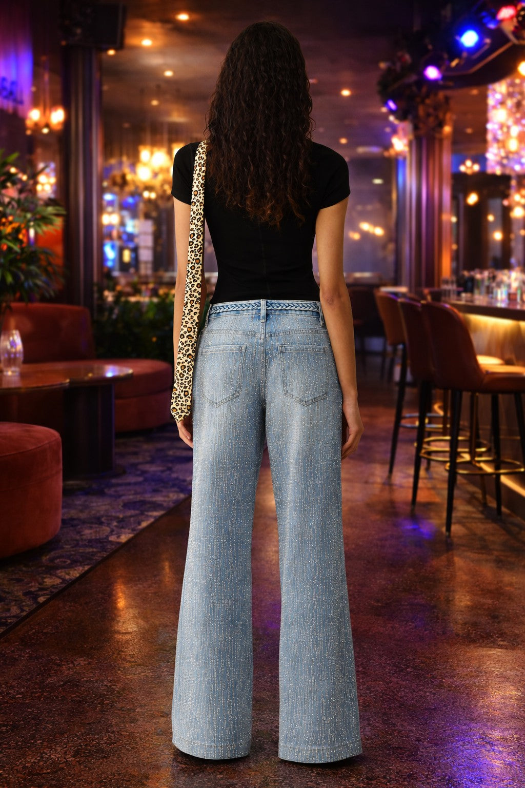 Bayeas Mid Rise Wide Leg Rhinestone Jeans-Jeans-Bayeas-Deja Nu Boutique, Women's Fashion Boutique in Lampasas, Texas