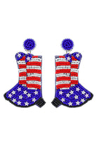 Beaded Patriotic Cowboy Boots Dangle Earrings-Earrings-Deja Nu Tx-Deja Nu Boutique, Women's Fashion Boutique in Lampasas, Texas