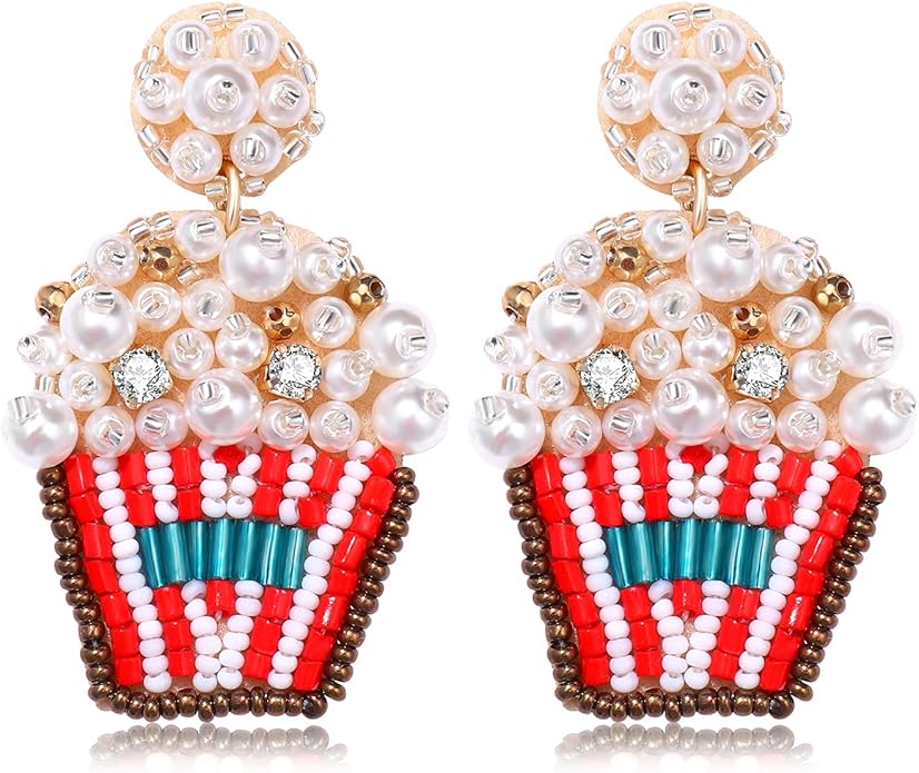 Beaded Popcorn Statement Earrings – Pearl & Crystal Embellished Dangle Fun-Earrings-Deja Nu Tx-Deja Nu Boutique, Women's Fashion Boutique in Lampasas, Texas