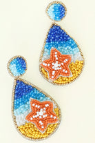 Beaded Starfish And Teardrop Shaped Shore Earrings-Earrings-Deja Nu Tx-Deja Nu Boutique, Women's Fashion Boutique in Lampasas, Texas