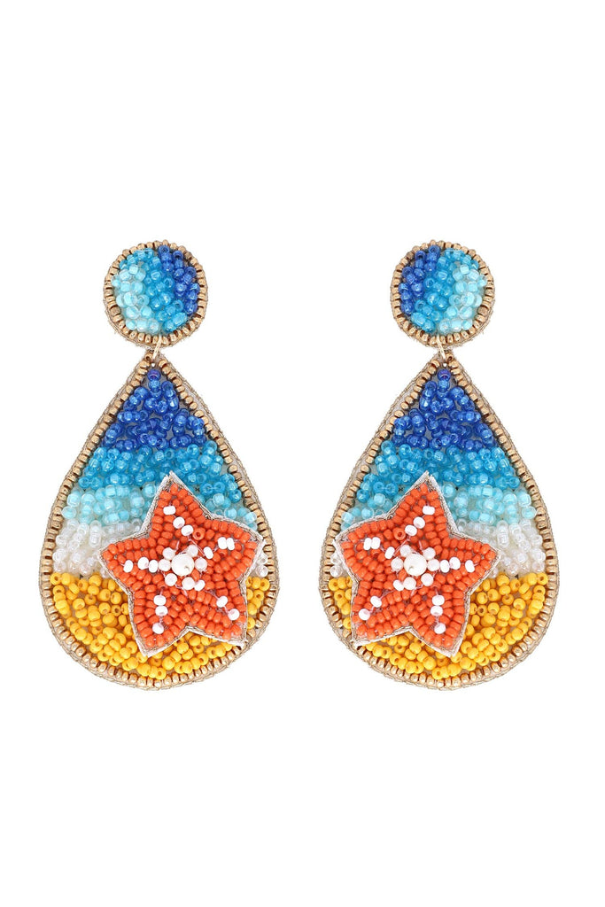 Beaded Starfish And Teardrop Shaped Shore Earrings-Earrings-Deja Nu Tx-Deja Nu Boutique, Women's Fashion Boutique in Lampasas, Texas